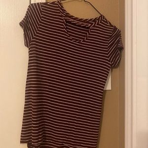 maroon striped tee